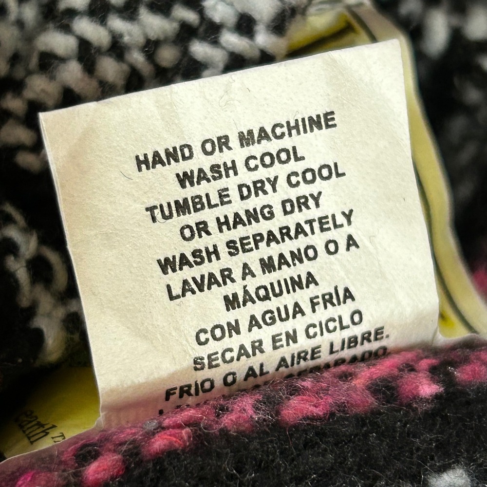 Iguana Jack Baja Hoodie Pink Black White Striped Mexican Blanket Pullover Medium - Picture 7 of 7